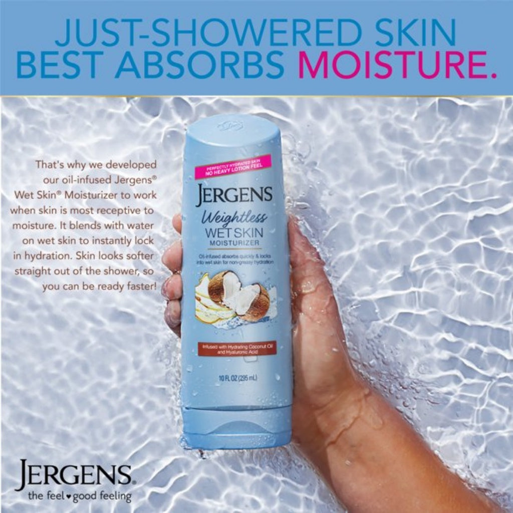 Jergens Weightless Wet Skin Moisturizer Infused with Hydrating Coconut Oil & Hyaluronic Acid 295 mL