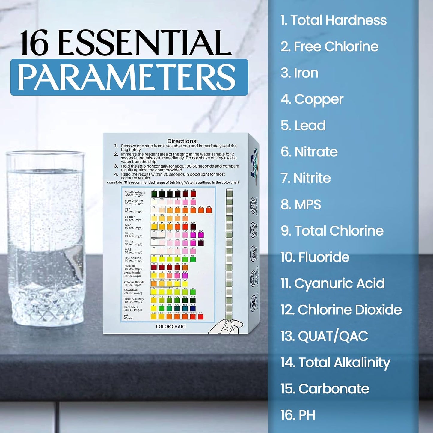 Sj Wave 16 In 1 Water Test KIt 100 Strips (Separated In 10 Resealable Bags)