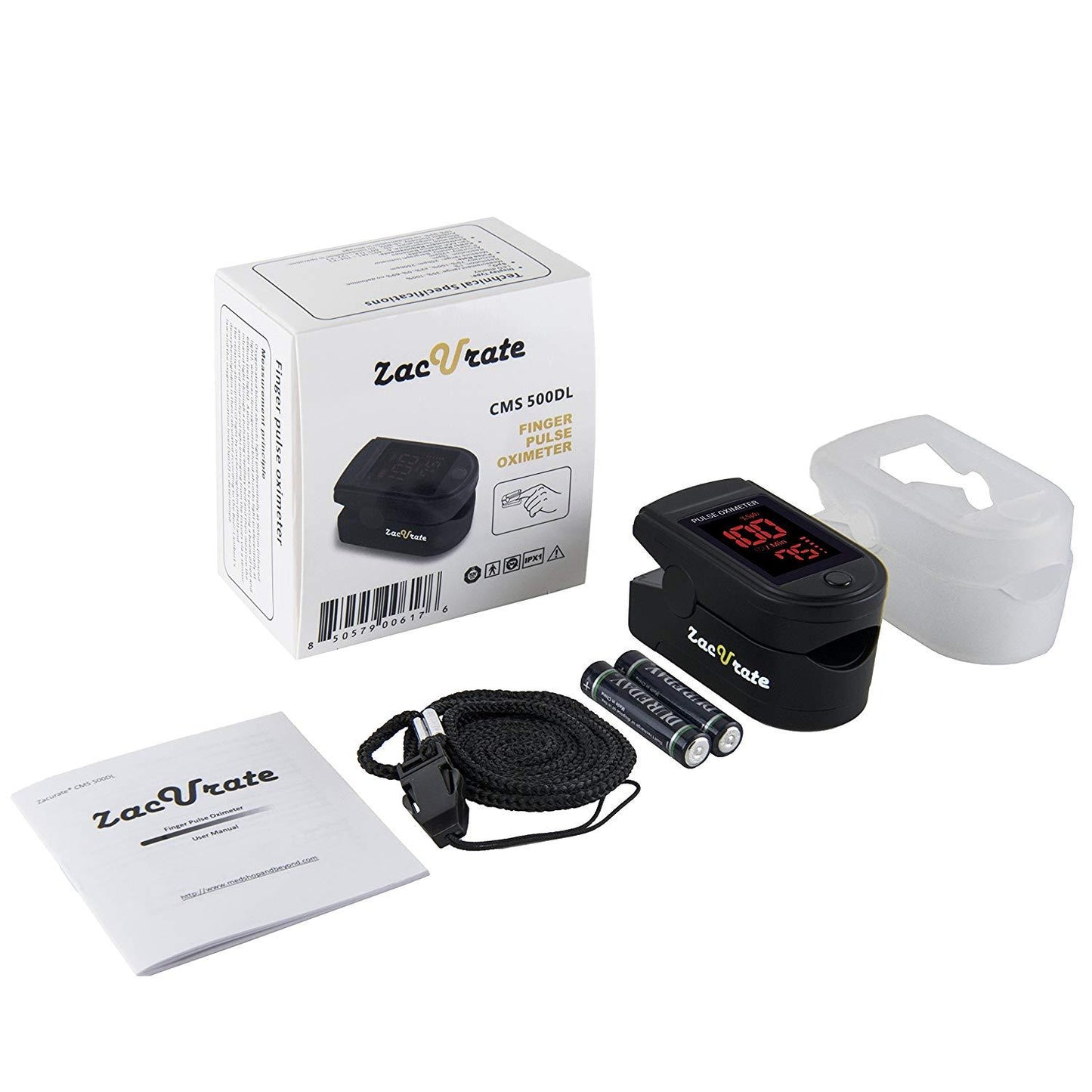 Zacurate Pro Series 500DL Fingertip Pulse Oximeter Blood Oxygen Saturation Monitor (Mystic Black)