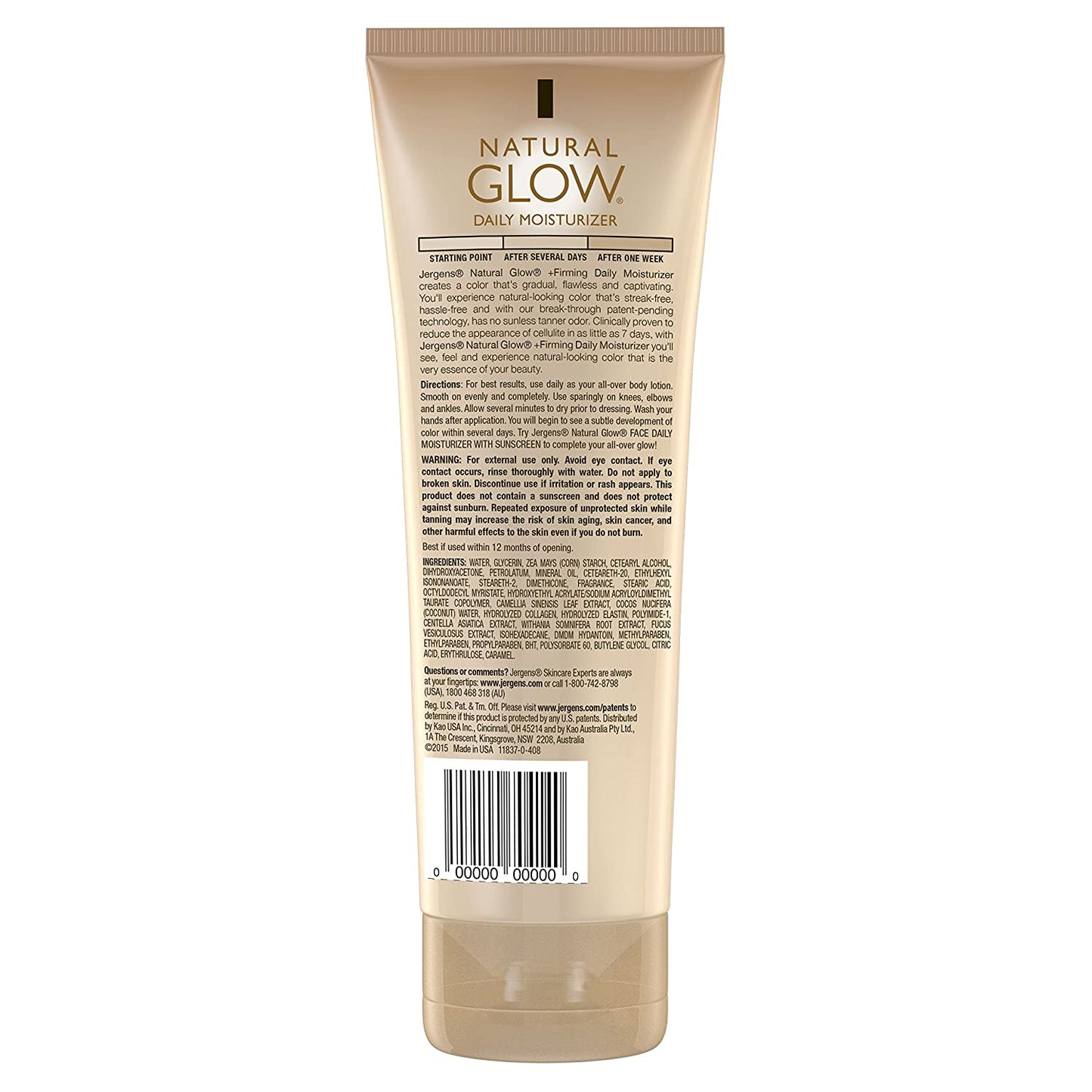 Jergens Natural Glow +FIRMING Body Lotion, Fair to Medium Skin Tone, 221 ml Tanning Moisturizer, PACKAGING MAY VARY