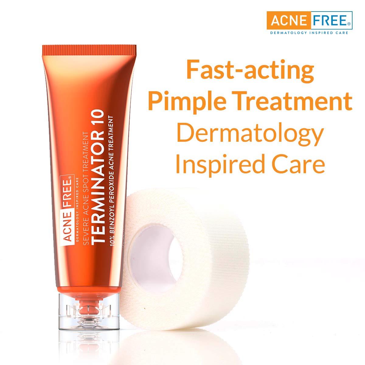 Acne Free Terminator 10 Acne Spot Treatment with Benzoyl Peroxide 10% Maximum Strength Acne Cream Treatment, 1 Ounce