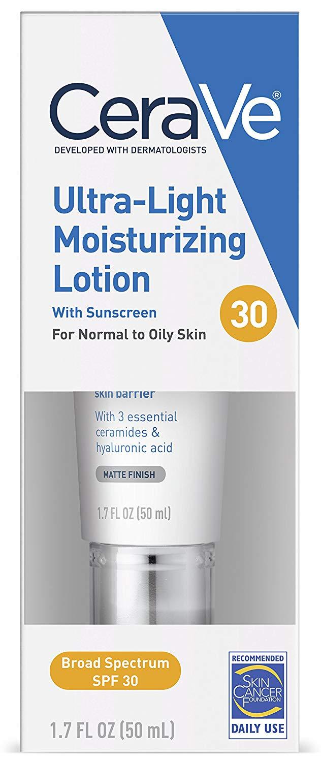CeraVe Ultra-Light Moisturizing Lotion with Sunscreen SPF 30 for Normal to Oily Skin, 1.7 fl.oz / 50ml NO BOX