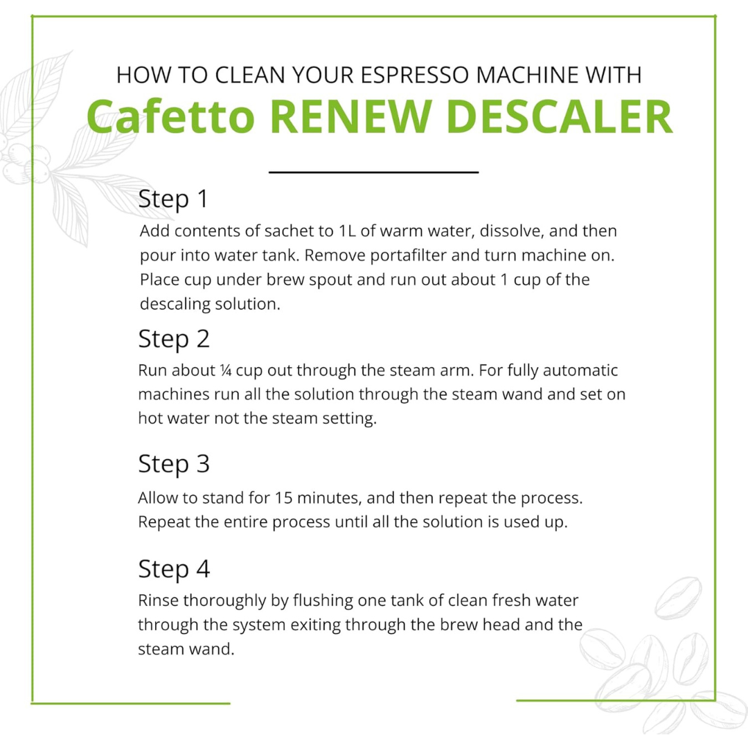 Cafetto Renew Descaler Powder Cleaner for Espresso Machine, 25 g (1 Packet)