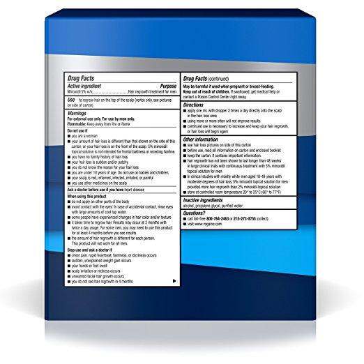 Men's Rogaine Hair Loss and Hair Regrowth Treatment, Minoxidil Topical Solution, Three Month Supply