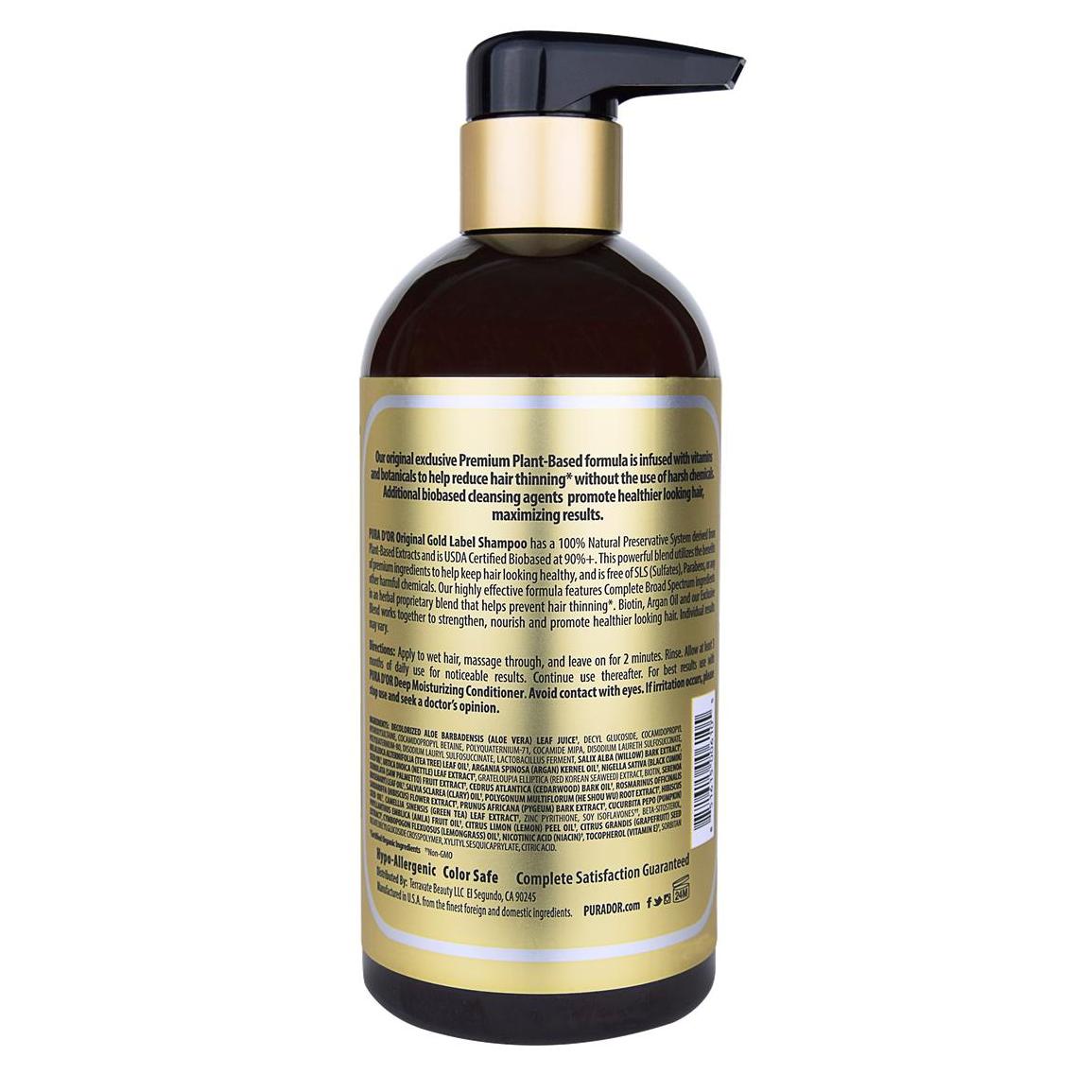 PURA D'OR Argan Oil Original Gold Label Shampoo 16 fl.oz