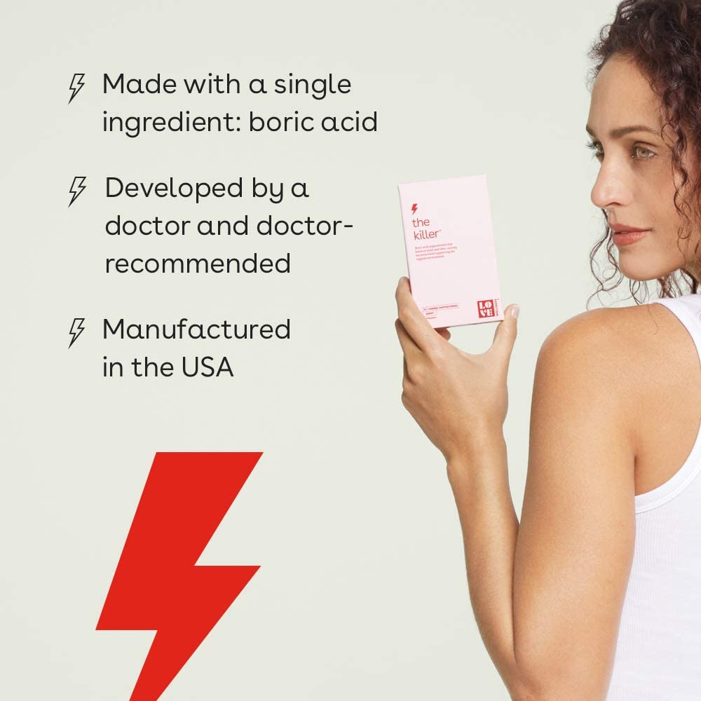 Love Wellness The Killer, Boric Acid Suppositories, 14 Count Suppositories