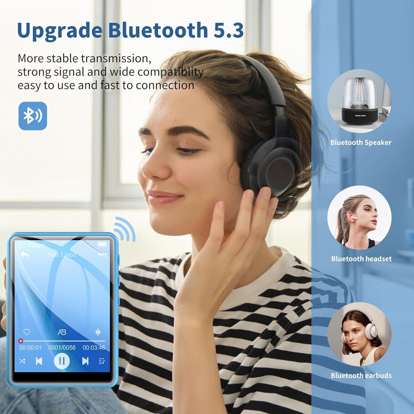 Swofy M4 Music Player with Bluetooth 64GB (Earphones Included)