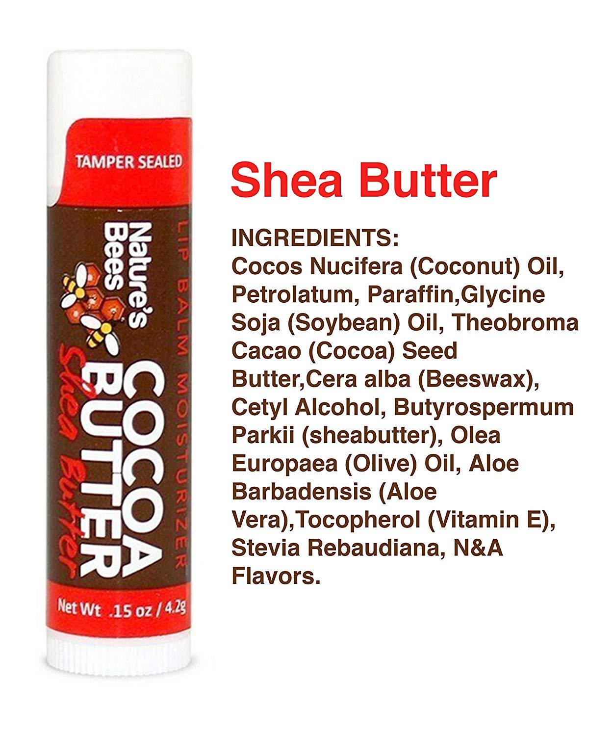 Nature's Bees, Cocoa Butter Lip Balm, Lip Moisturizer Treatment, Shea Butter