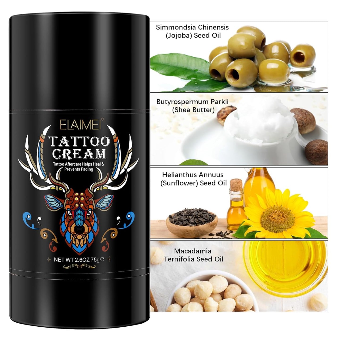 Elaimei Tattoo Cream Aftercare Helps Heal & Prevent Fading 2.6oz / 75g