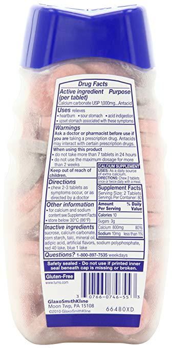 TUMS Ultra-Strength 1000 Assorted Berries Antacid Chewable Tablets for Heartburn Relief (160 count)