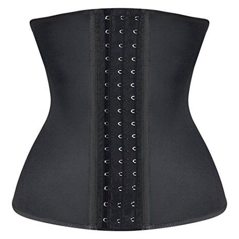 Burvogue Waist Trainer,Women's 9-25 Steel Boned Latex Cincher Underbust Corset