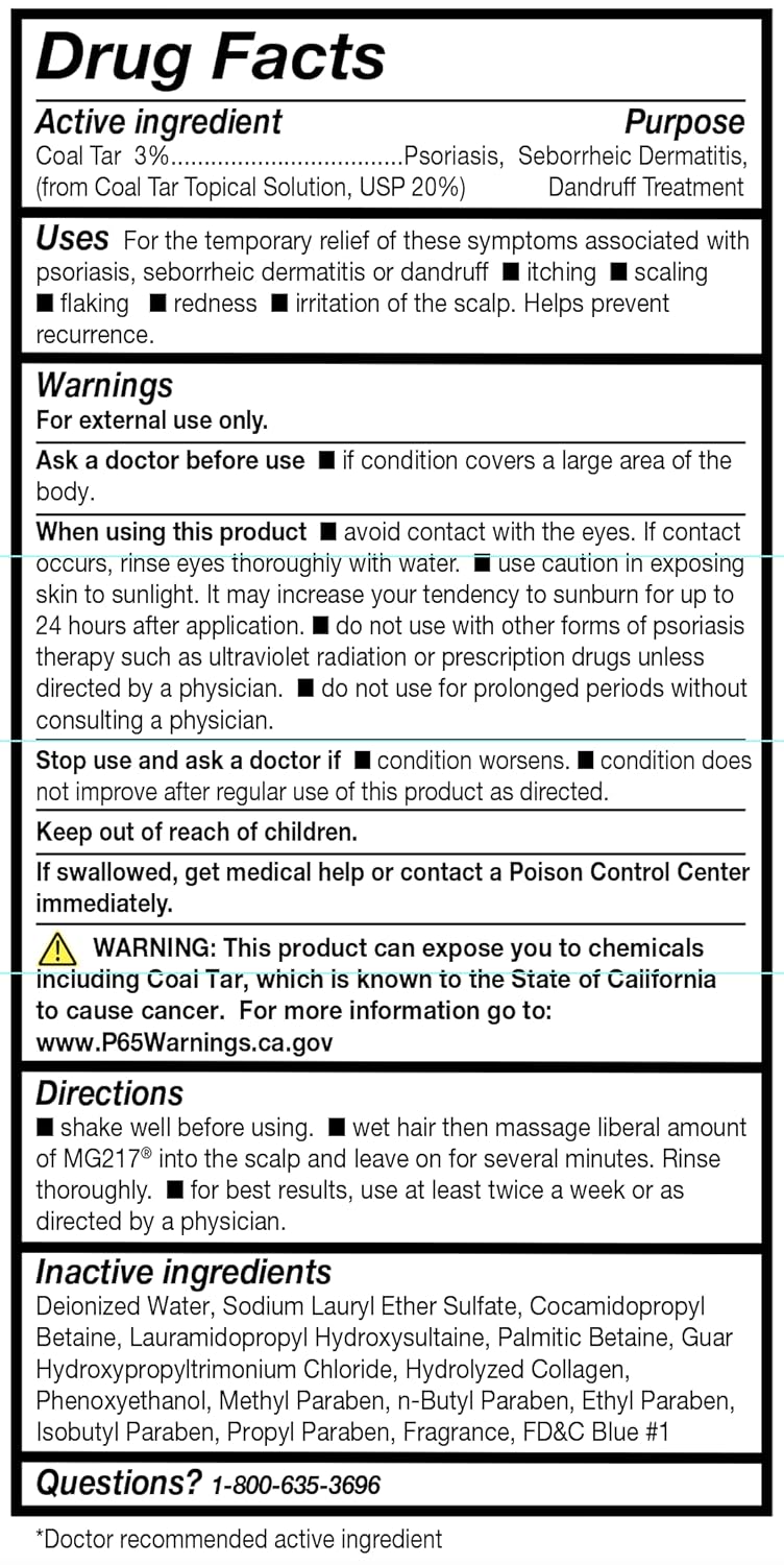 MG217 Dandruff Therapeutic Shampoo 3% Coal Tar 8 fl oz / 240 ml