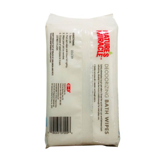 Nature's Miracle Deodorizing Bath Wipes for Dogs, Spring Waters Scent, 100 Count