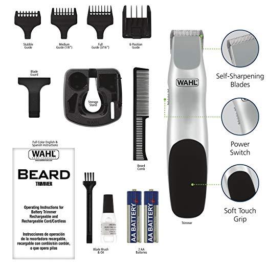 Wahl Clipper Groomsman Trimmer for Men for Beard, Mustache, Stubble, Battery Operated (Batteries included in Kit) #9906-717