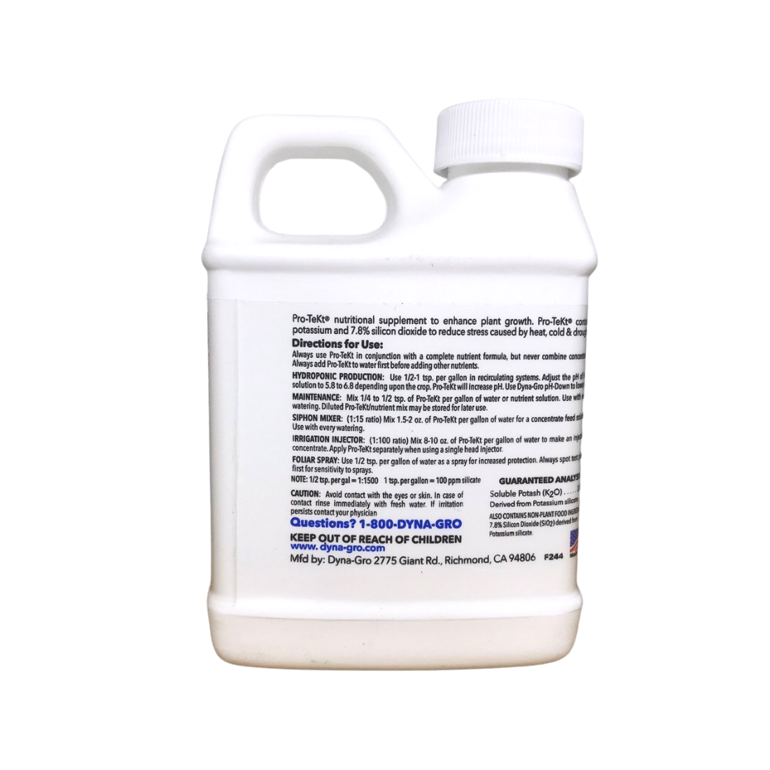Dyna-Gro Pro Tekt The Silicon Solution Nutritional Supplement For Plants 0-0-3 8 Fl Oz (236ml)