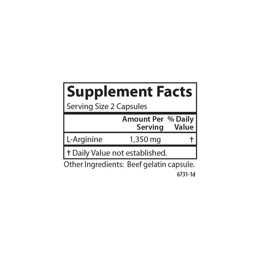 Carlson L-Arginine Free Form Amino Acid 1,350 mg, 90 Capsules