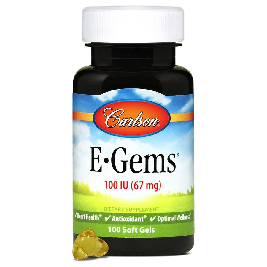 Carlson Vitamin E E-Gems 100 IU 100 Soft Gels Heart Health & Optimal Wellness