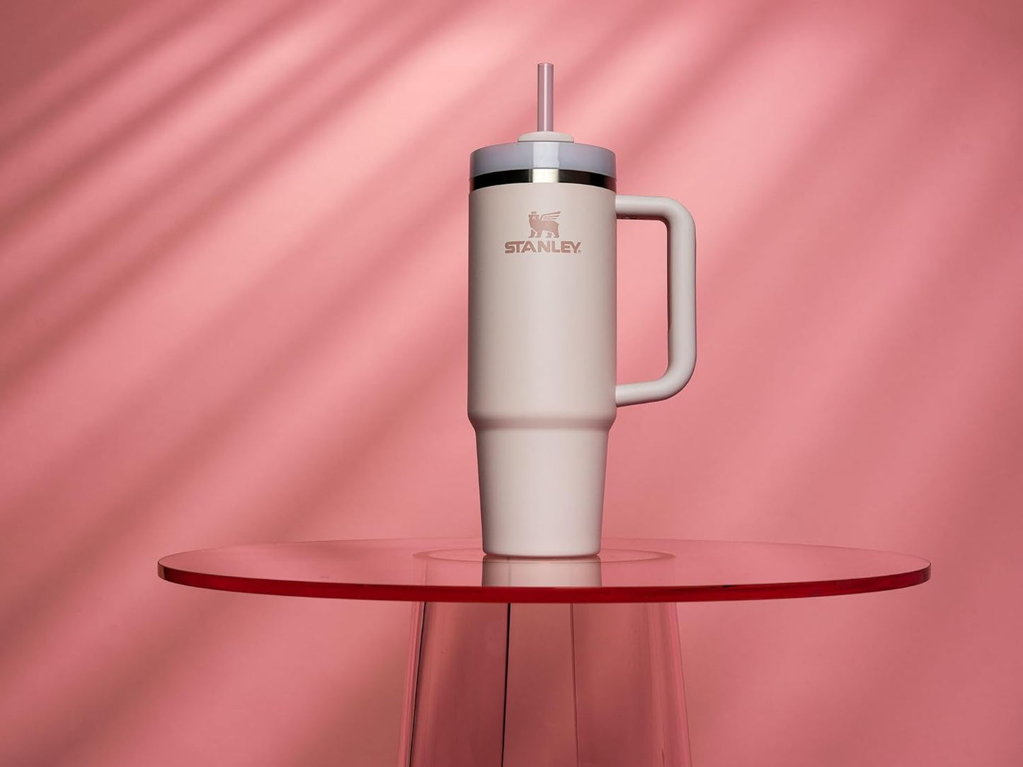 Stanley Quencher H2.0 FlowState Stainless Steel Tumbler with Lid and Straw, Rose Quartz 30 oz