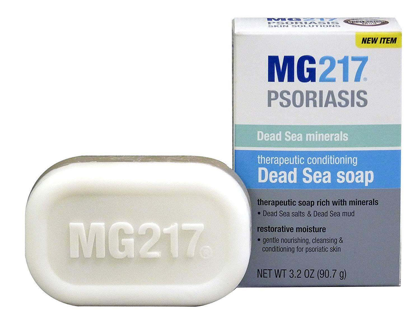 MG217 Psoriasis Dead Sea Mud and Salt Dual Bar Soap - with Aloe and Vitamin E, 3.2 oz NO BOX