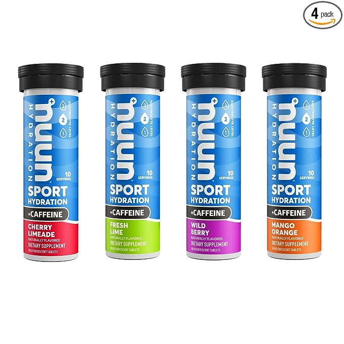 Nuun Sport + Caffeine: Electrolyte-Rich Sports Drink Tablets with caffeine, Mixed-flavor, Sports Drink