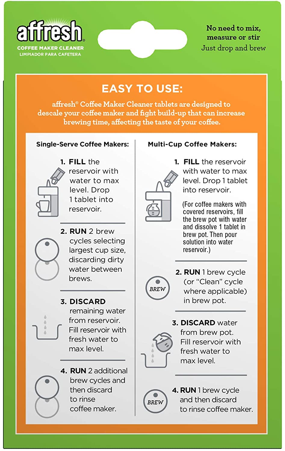 Affresh W10355052 Coffeemaker Cleaner, 3 Tablets NO BOX