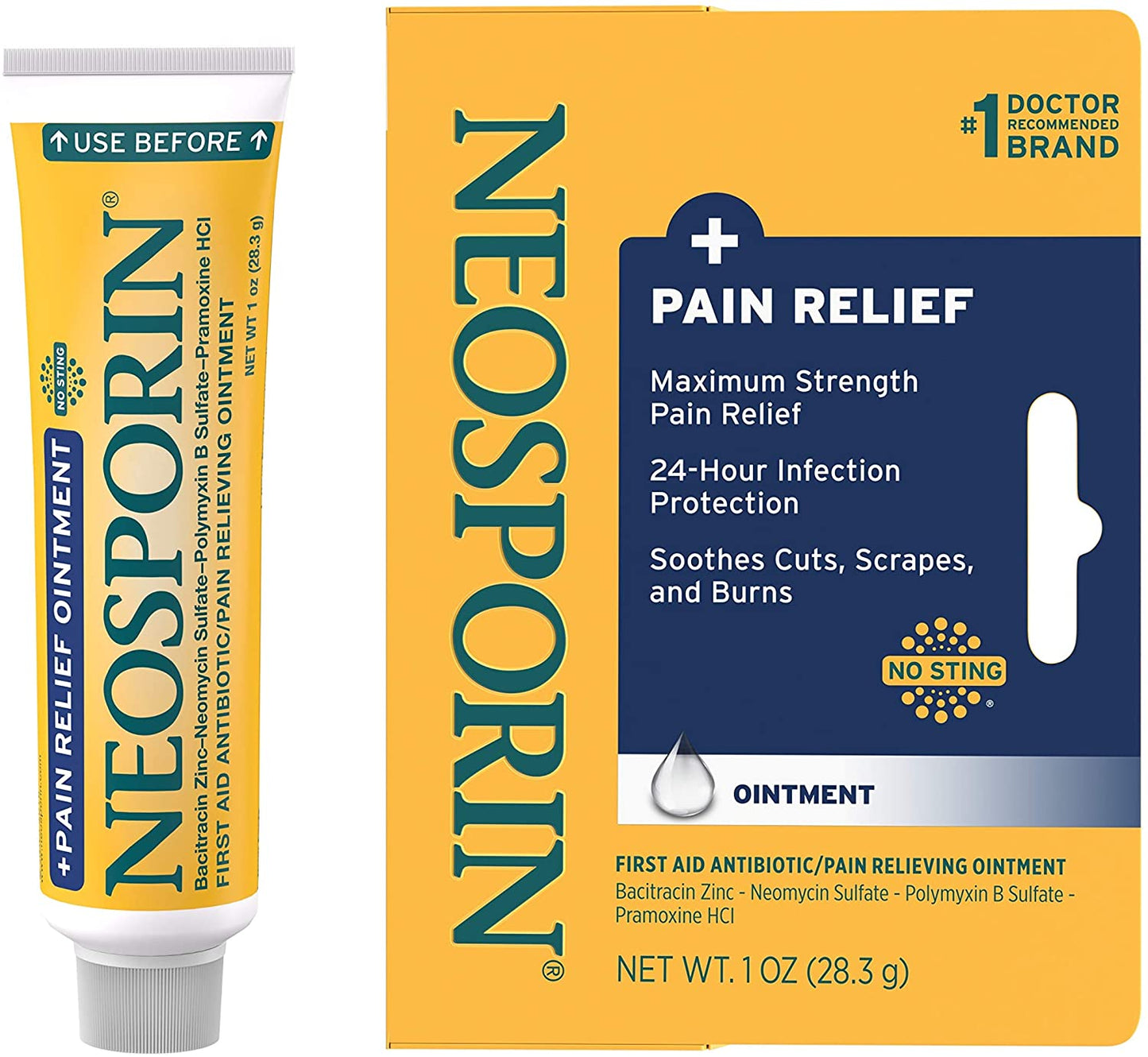 Neosporin +Pain Relief Maximum Strength 24 HR Protection Ointment, 1 oz. / 28.3g