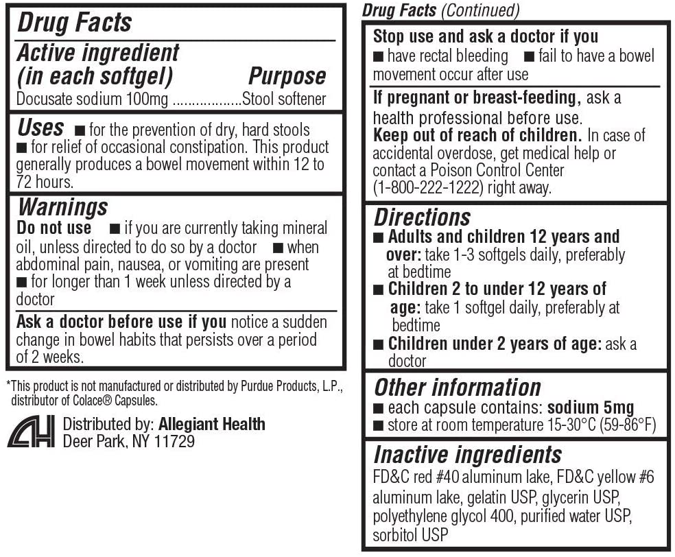 HealthA2Z Stool Softener Docusate Sodium 100mg, 100 Capsules