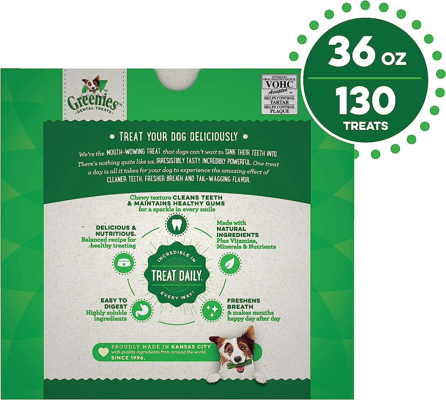 Greenies Dental Treats Original Teenie, 130 Daily Dog Treats