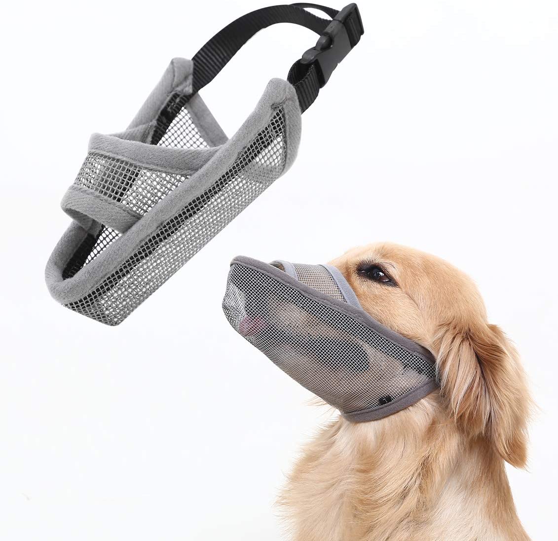 Crazy Felix Breathable Nylon Dog Muzzle with Air Mesh, Gray