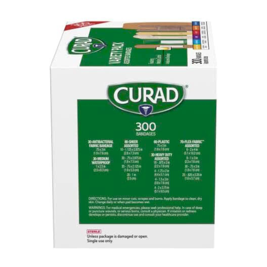 Curad Assorted Bandages Variety Pack 300 Pieces (Assorted Sizes)