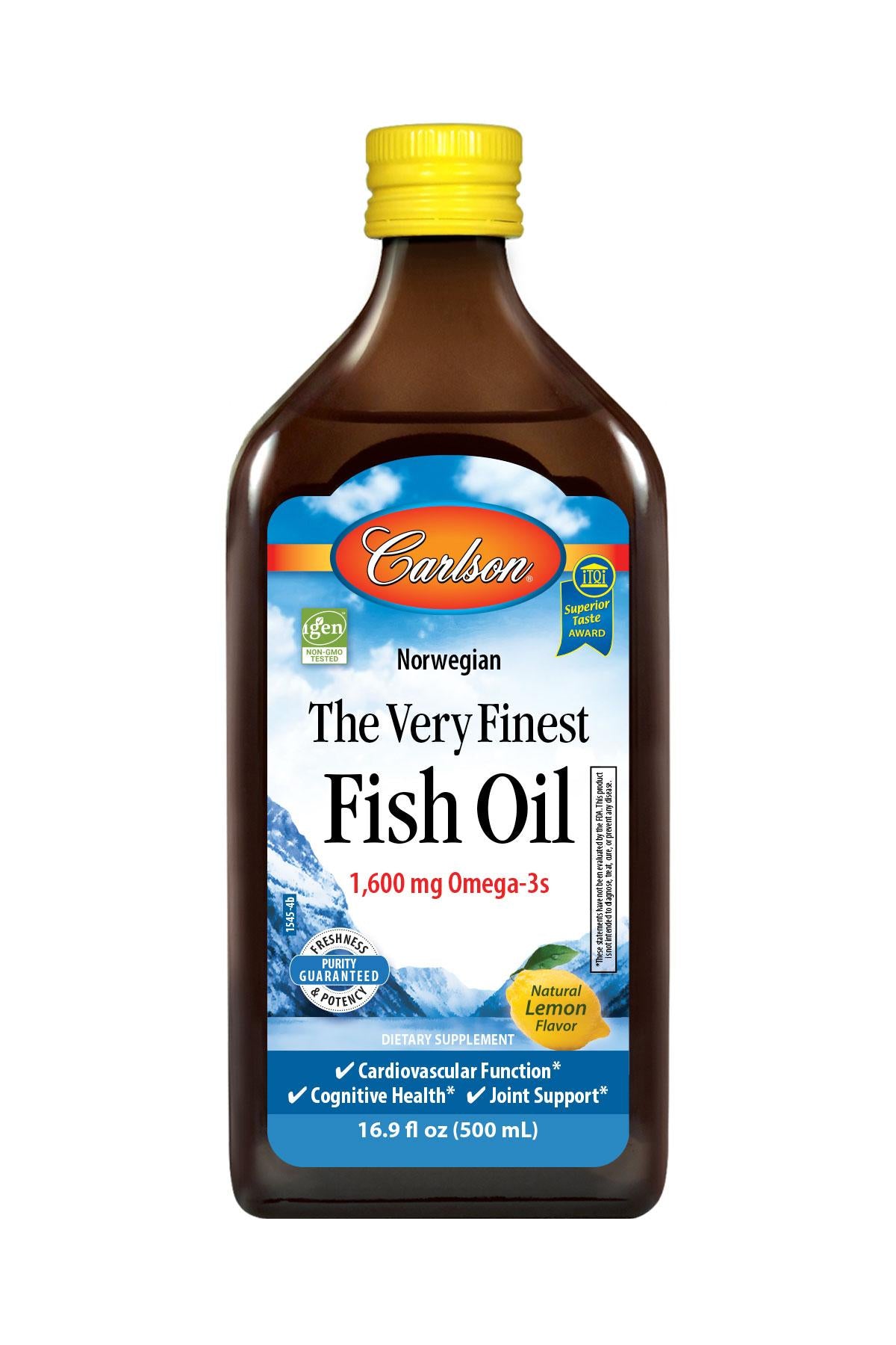 Carlson The Very Finest Fish Oil, Lemon Flavor 16.9 fl oz 500 mL Omega 3