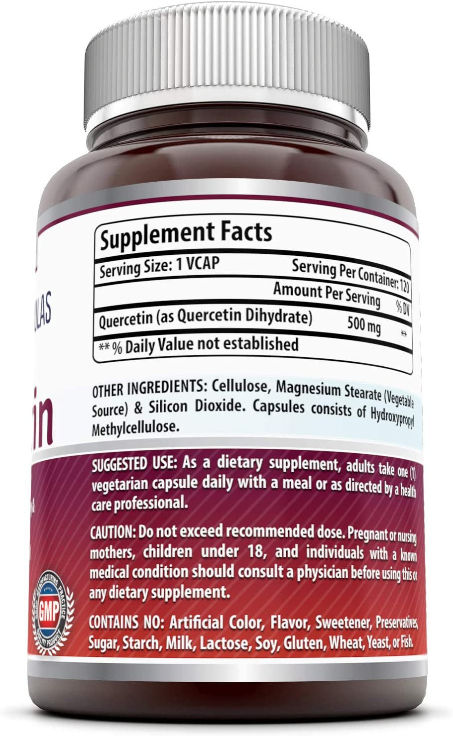 Amazing Nutrition Quercetin 500 mg, 120 Vegetarian Capsules Supports Cardiovascular Health