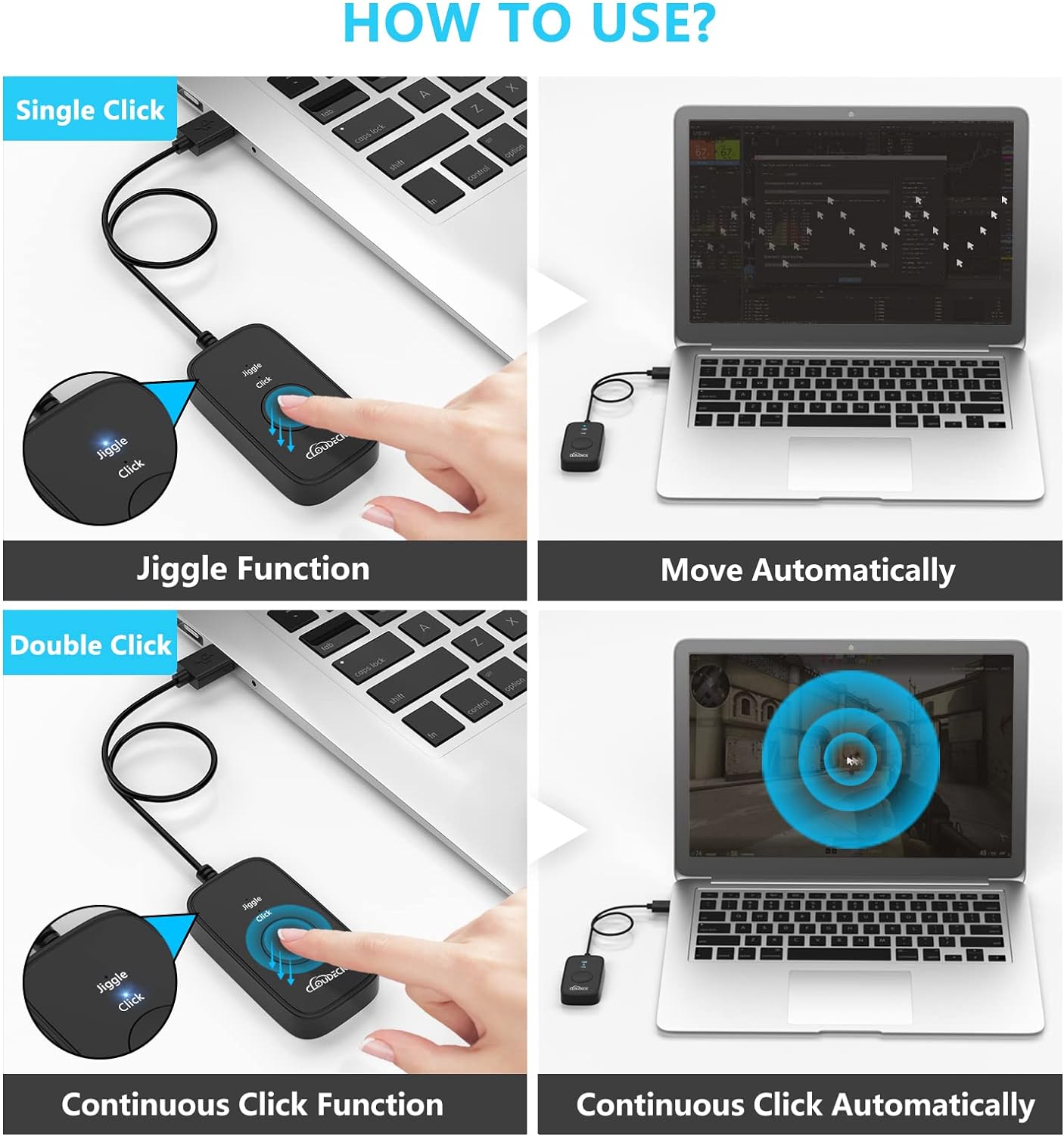 Cloudeck Mouse Self Jiggler, Black