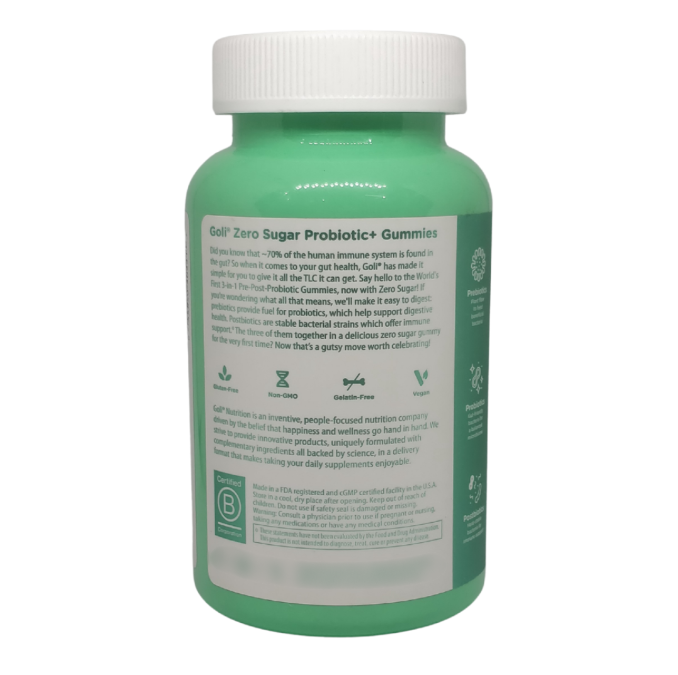 Goli Nutrition Zero Sugar Pre+Post+Probiotics, 60 Gummies