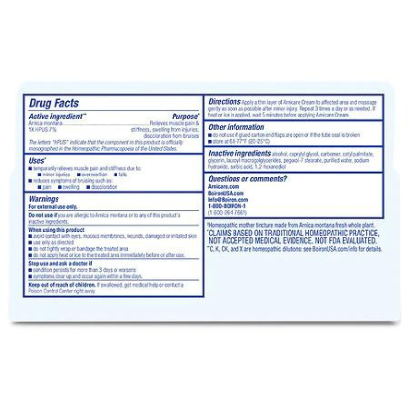 Boiron Arnicare Cream Homeopathic Medicine for Relief (2.5 oz./ 70g)