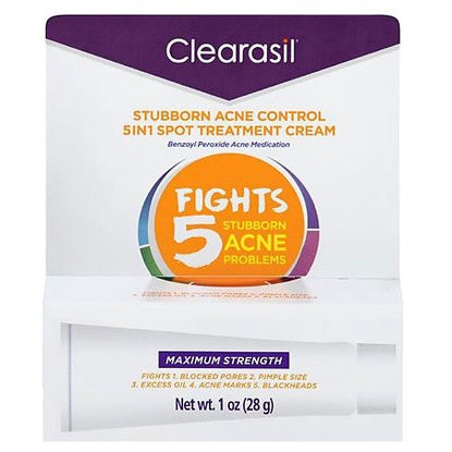 Clearasil Stubborn Acne Control 5-in-1 Maximum Strength Cream, 1 oz. / 28 g
