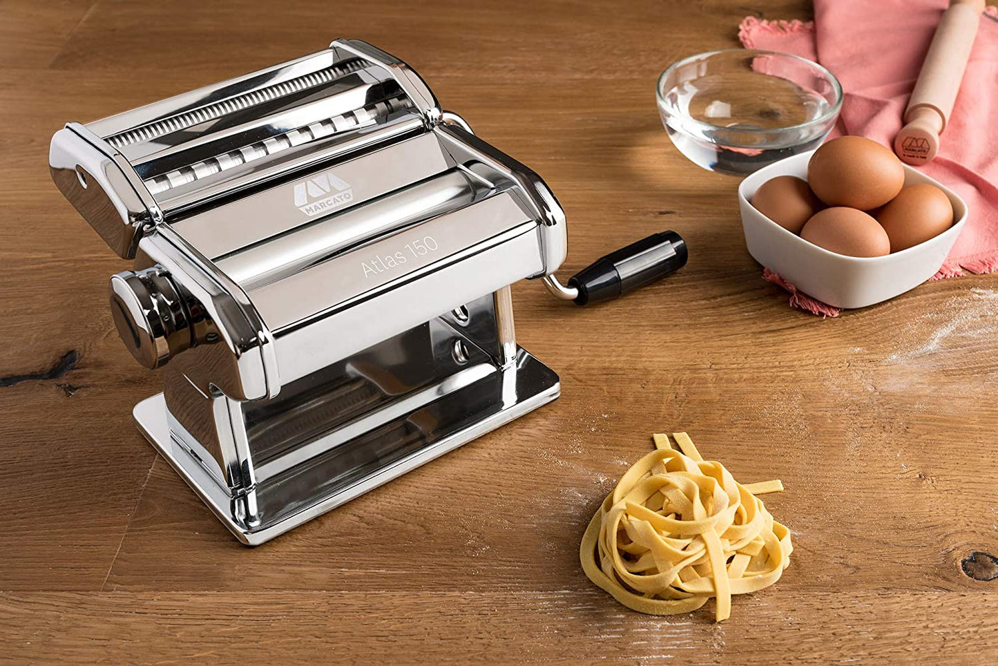 Marcato Classic Atlas 150 Pasta Machine Includes Cutter Hand Crank And Instructions Stainless Steel