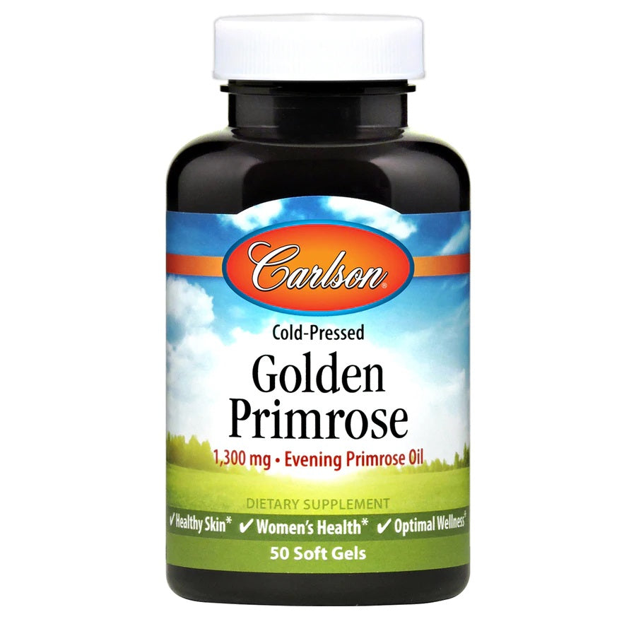 Carlson Cold Pressed Golden Primrose 1300 mg 50 Softgels Cold-Pressed, Optimal Wellness