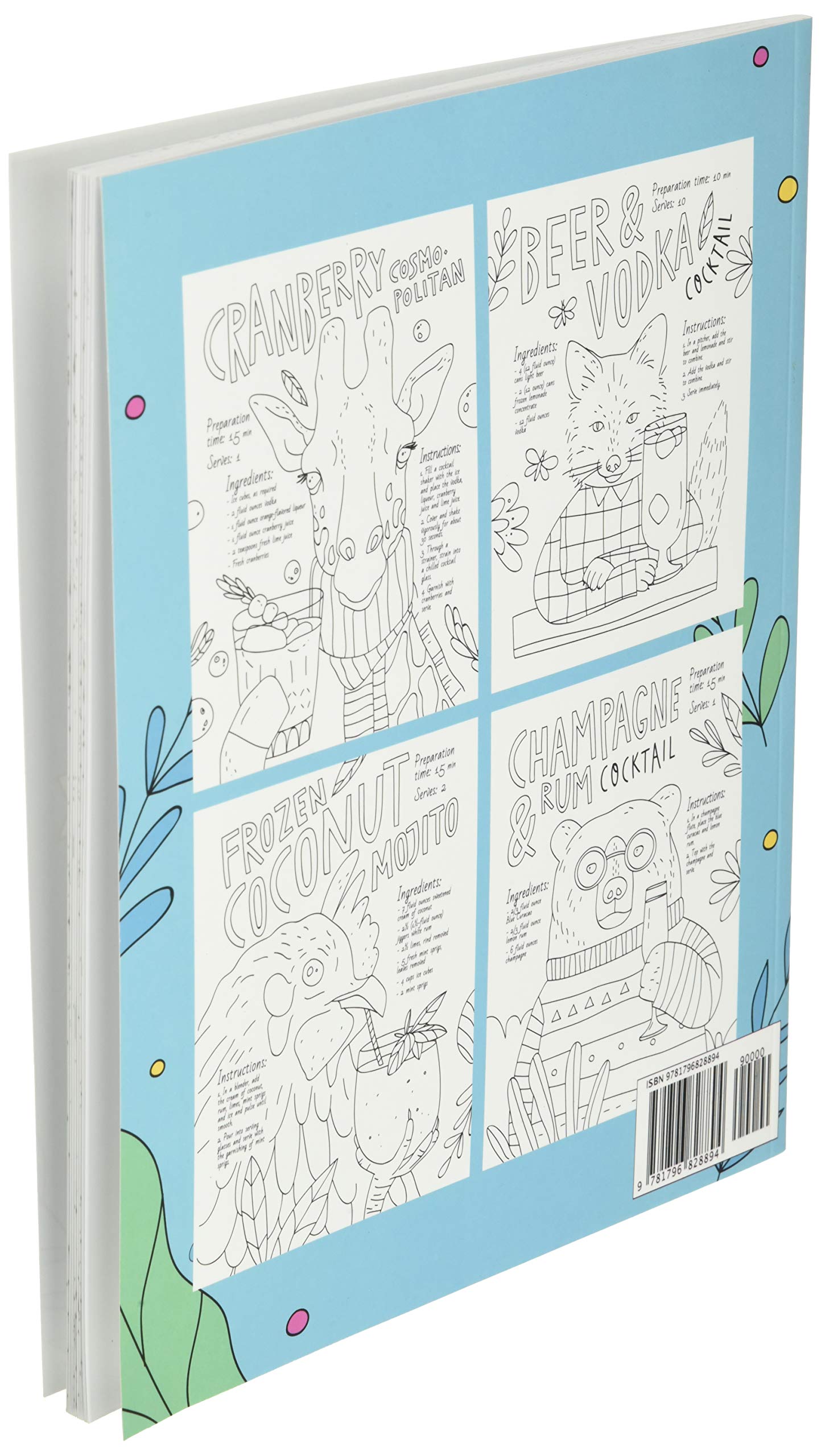 Drinking Animals Coloring Book: A Fun Coloring Gift Book for Party Lovers & Adults Relaxation