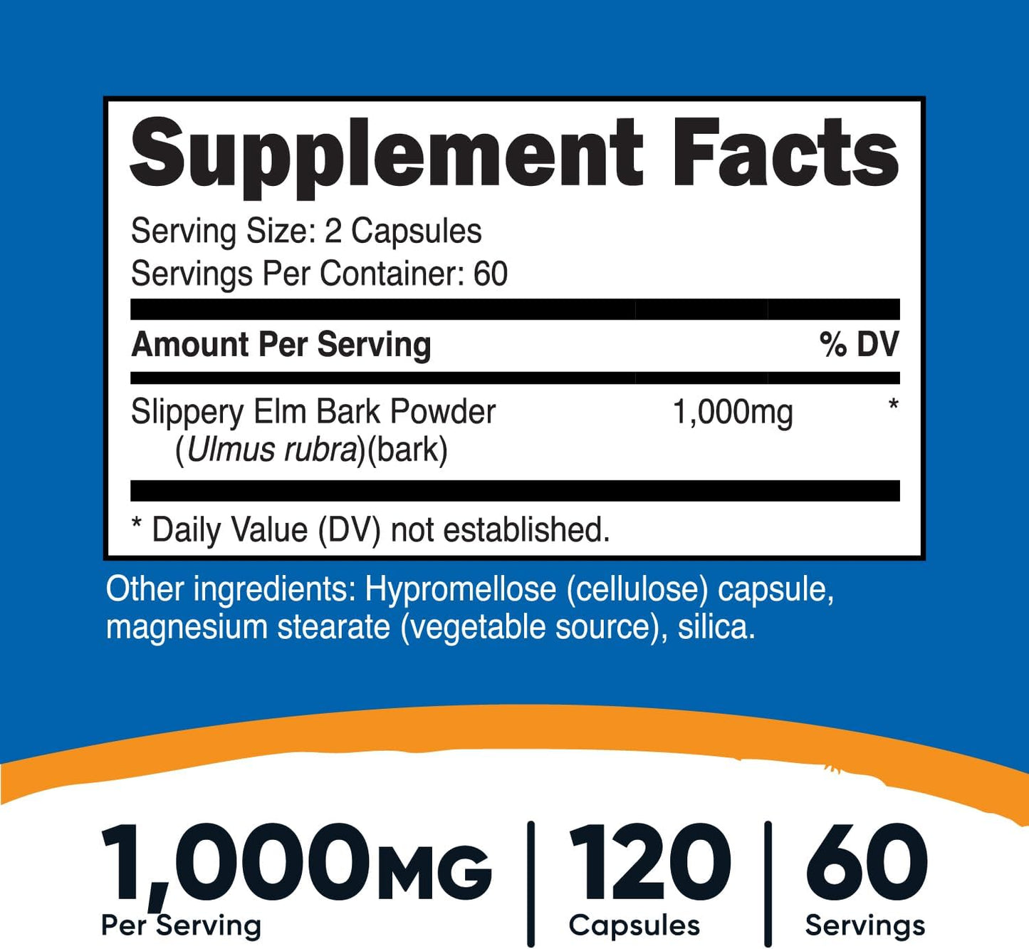 Nutricost Slippery Elm 1000mg Supplement 120 Capsules