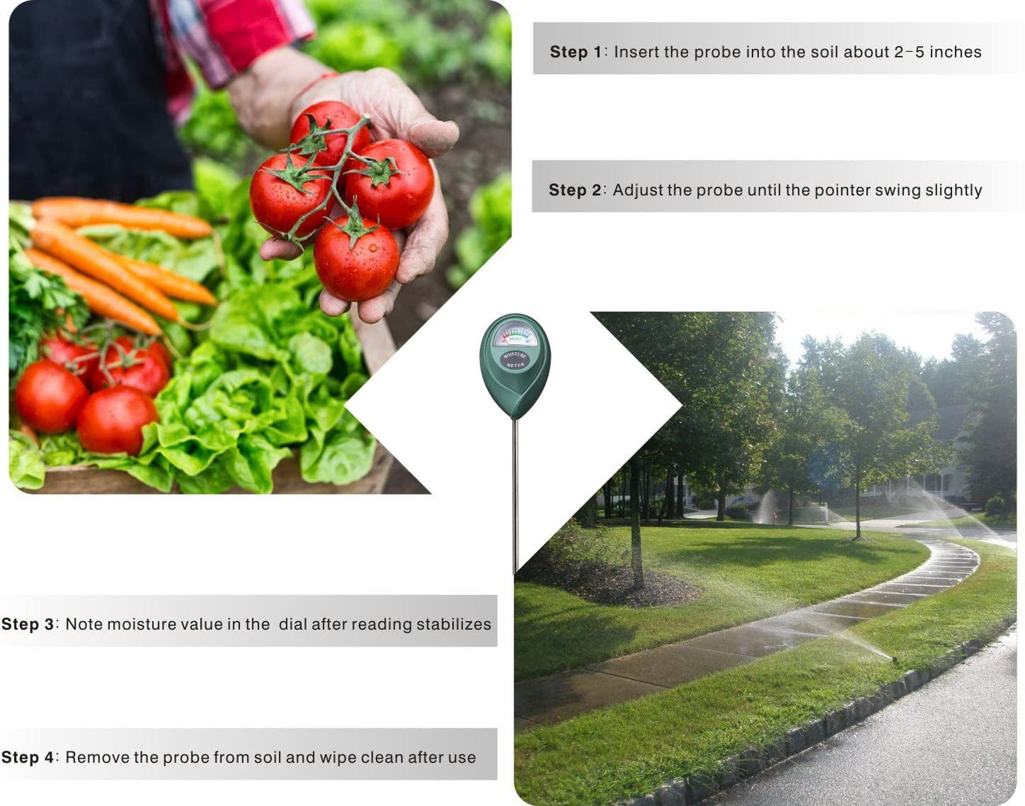 XLUX Soil Moisture Sensor Meter Soil Water Monitor Hydrometer for Gardening, No Batteries Required