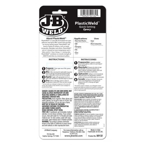 JB Weld PlasticWeld Syringe Quick Setting Epoxy, 0.85 fl.oz / 25ml (50132)