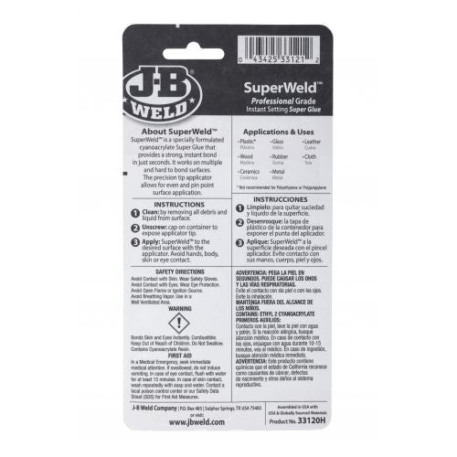 JB Weld SuperWeld Professional Grade Instant Adhesive, 0.71 oz. / 20g (33120)