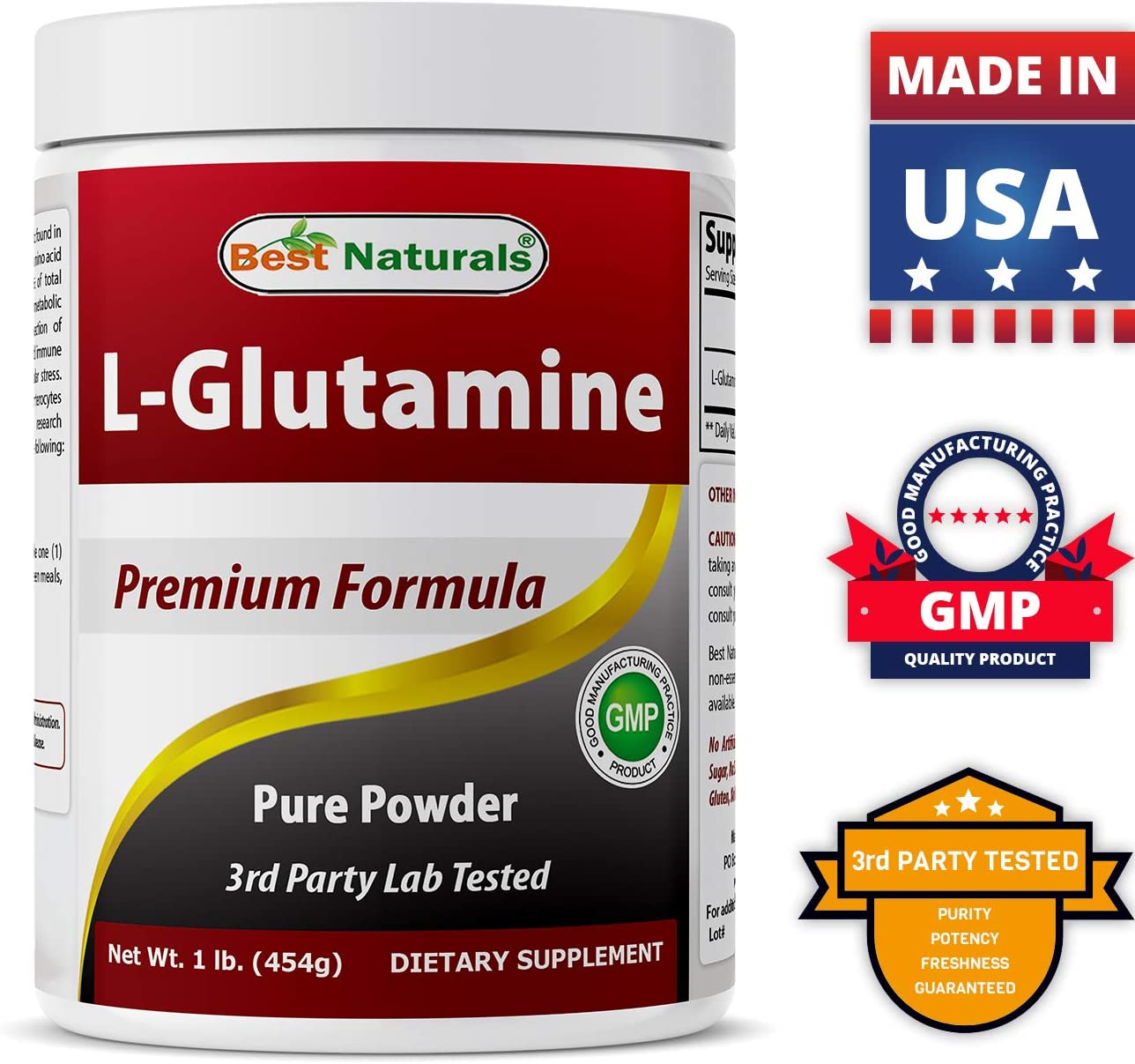 Best Naturals L-Glutamine Powder Fuel For Workout 1 lb / 454 g