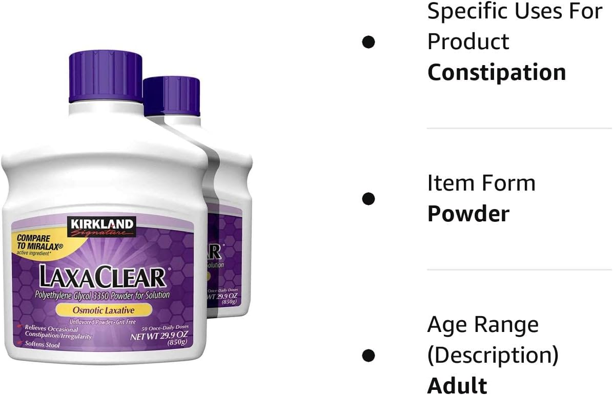 Kirkland Signature LaxaClear Osmotic Laxative Unflavored Powder 850g