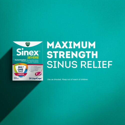 Vicks Sinex Severe All-In-One Sinus + Mucus Relief Non-Drowsy, 24 LiquiCaps