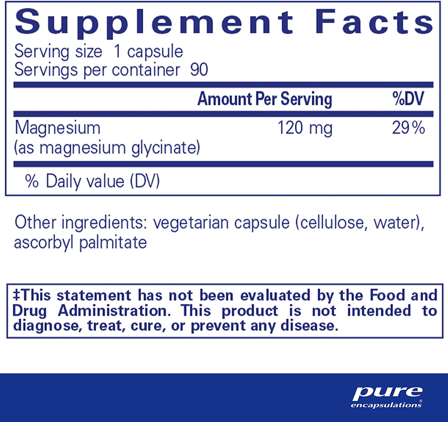 Pure Encapsulations Magnesium Glycinate Gluten-Free 90 Capsules