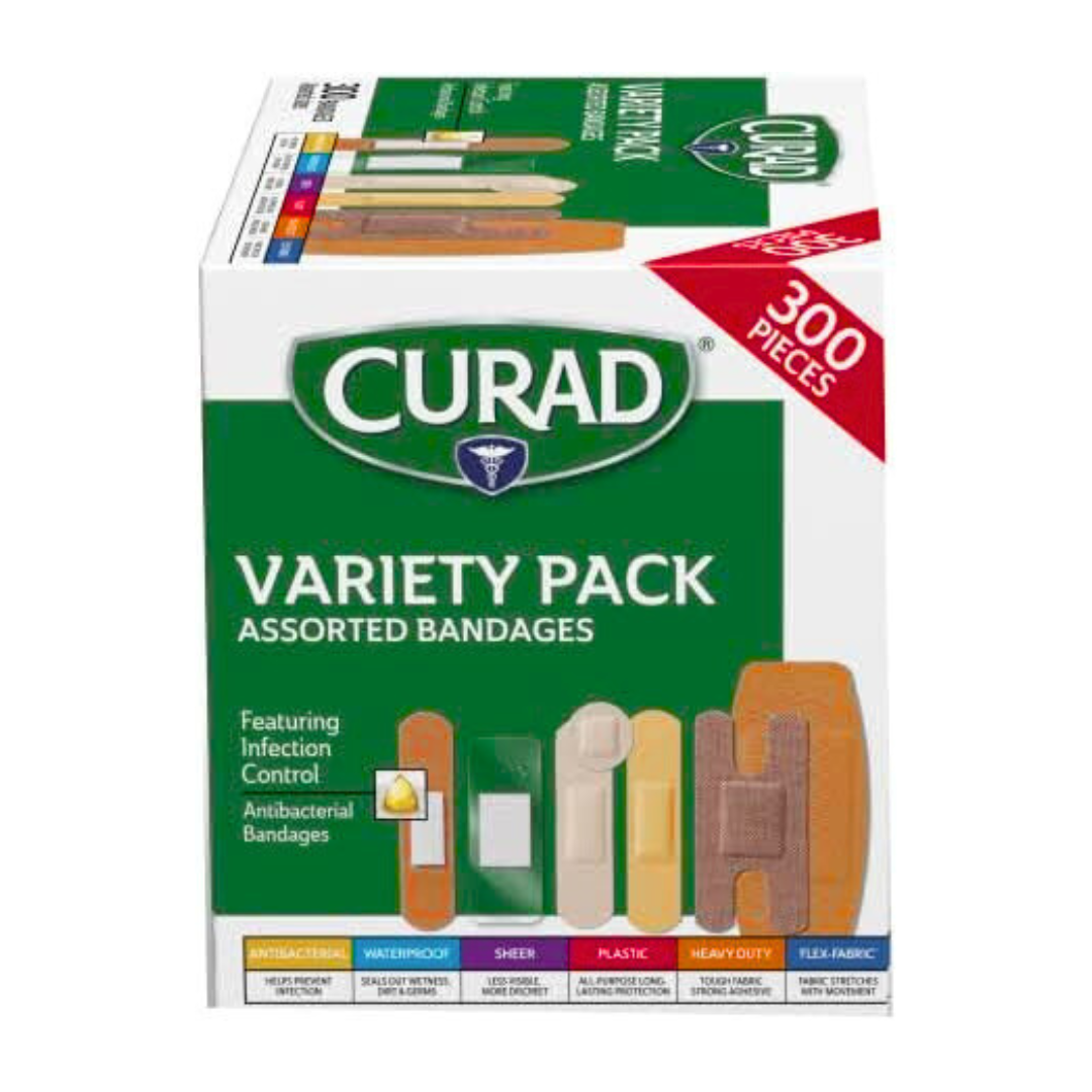Curad Assorted Bandages Variety Pack 300 Pieces (Assorted Sizes)