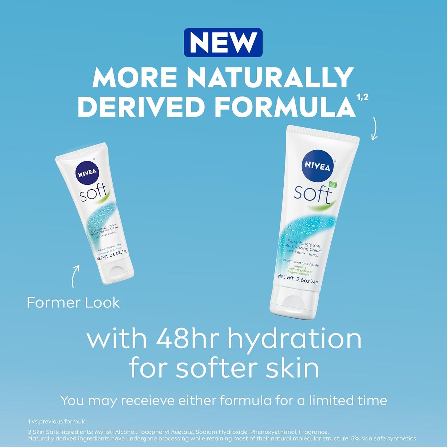 Nivea Soft Face, Body & Hands Moisturizing Cream with Jojoba Oil & Vitamin E, 74 g / 2.6 oz.