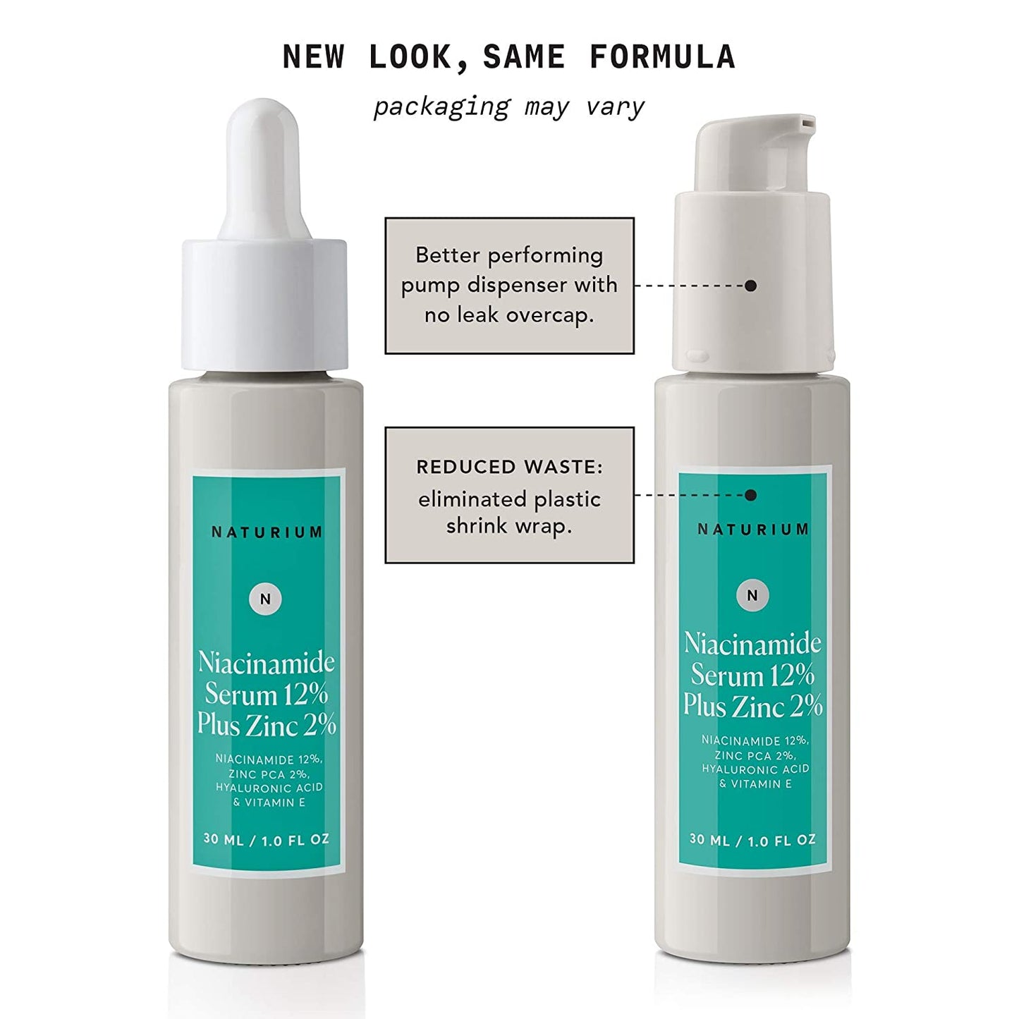 NATURIUM Niacinamide Serum 12% Plus Zinc 2% with Hyaluronic Acid & Vitamin E, 1.0 fl.oz / 30ml